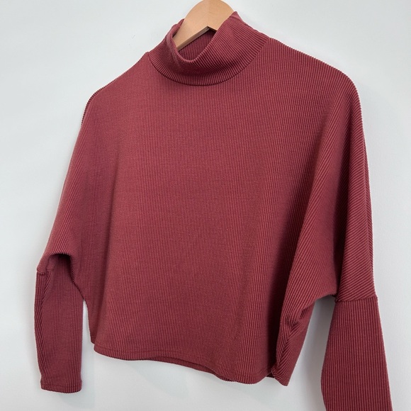 SET of 2 Ribbed Mockneck Long Sleeve Orange Tops - Rachel Zoe and Abound - Picture 10 of 14